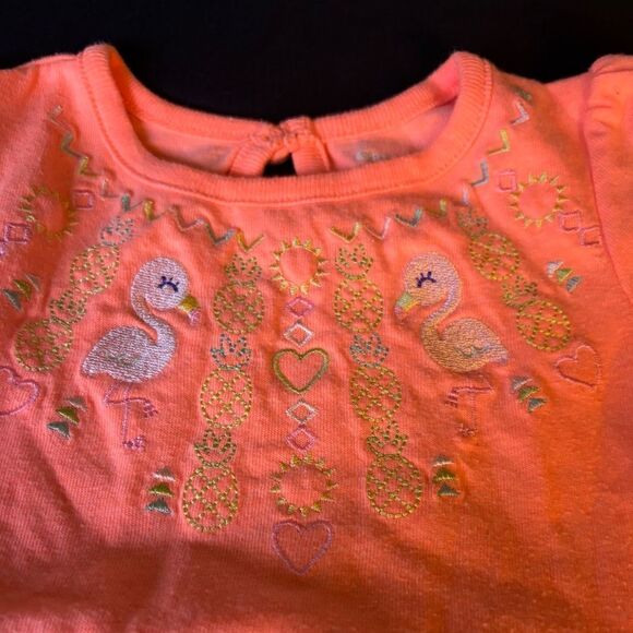 18 Build a Bundle Short Sleeve Bodysuit Embroidered Flamingos EPC 18 Months - Picture 2 of 4